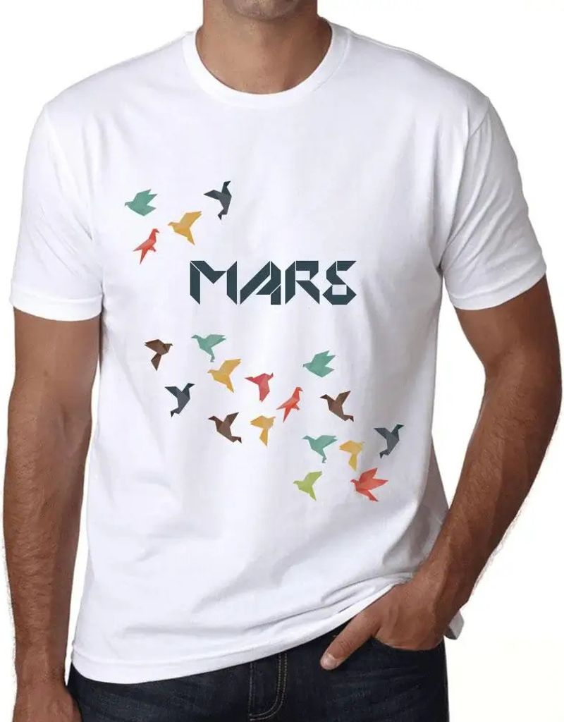 Herren Grafik T-Shirt Origami Mars Öko-Verantwortlich Vintage Jahrgang Kurzarm Lustige Druck Geburtstag Geschenk Mann