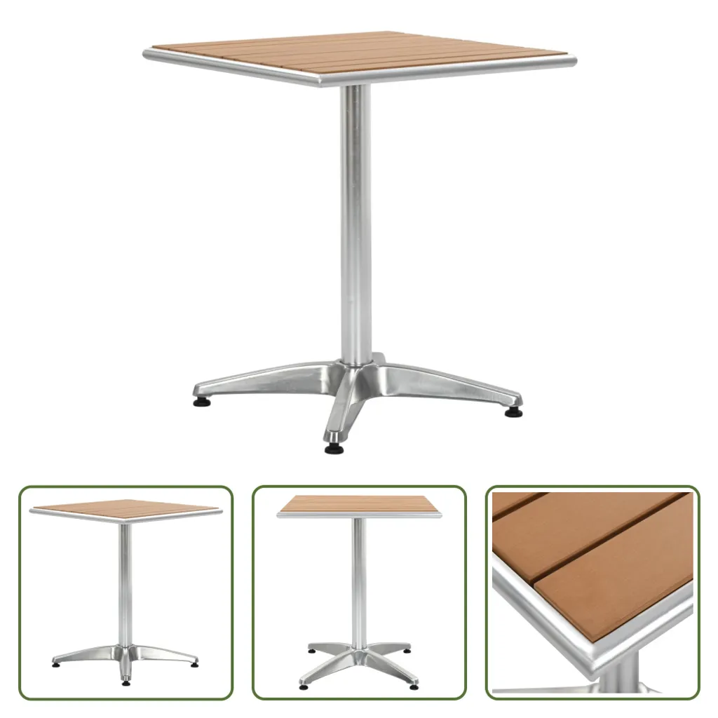 Table d'extérieur résistante en aluminium et WPC argent 60x60x70 cm