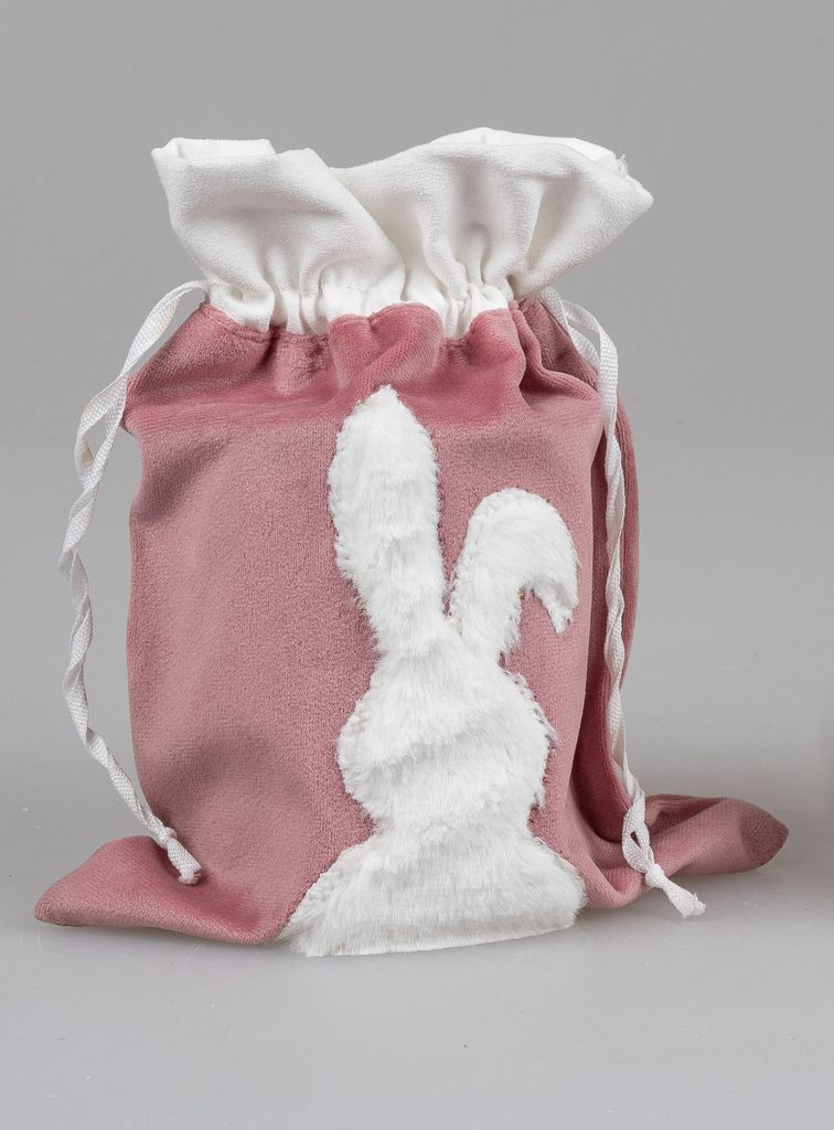 Kids Rucksack Mit Hasen-Motiv – Turnbeutel Mit Kordeln, 36x40 Cm, Weiß-rosa – Aus Polyester