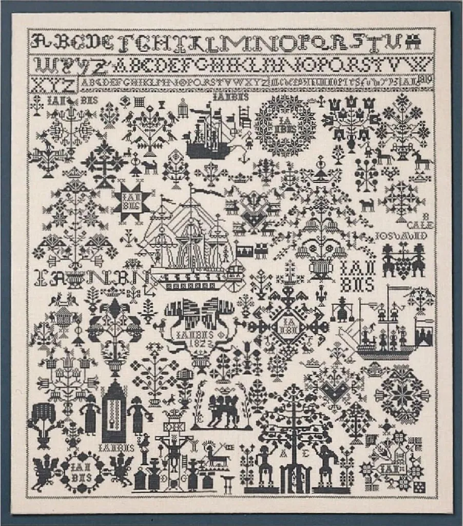 Kit Broderie Permin Sampler 65x72cm Point de Croix avec fils inclus