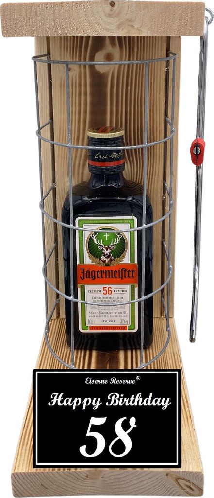 Jägermeister - 58 Happy Birthday - Eiserne Reserve Gitterkäfig Bier Geschenk 58. Geburtstag