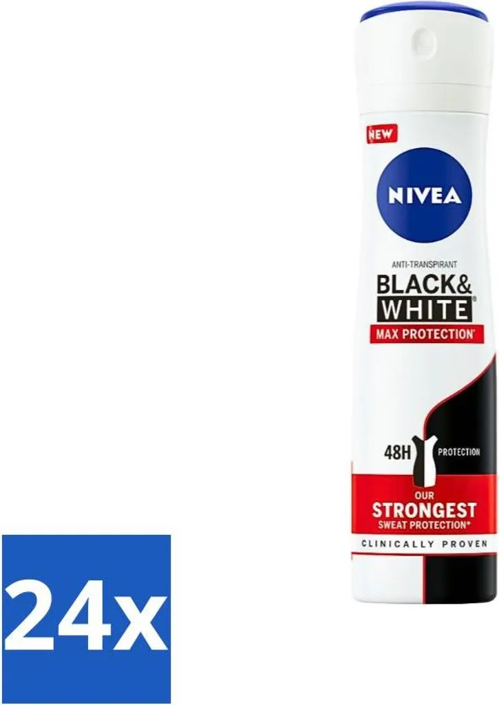 Nivea Deodorante Black & White Max Protection 24x150ml - Scorta Famiglia