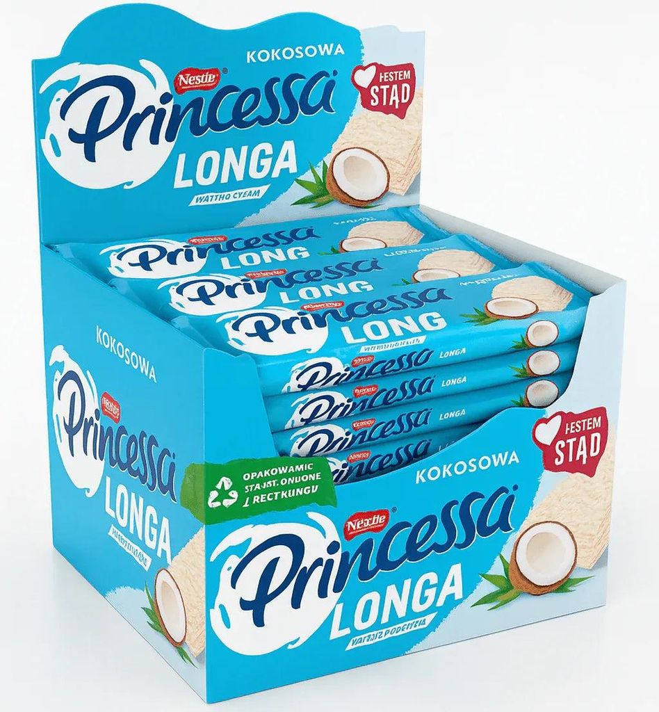 Princessa Longa Kokos 30 × 40 g – Kokos-Waffelriegel mit Produktbild 