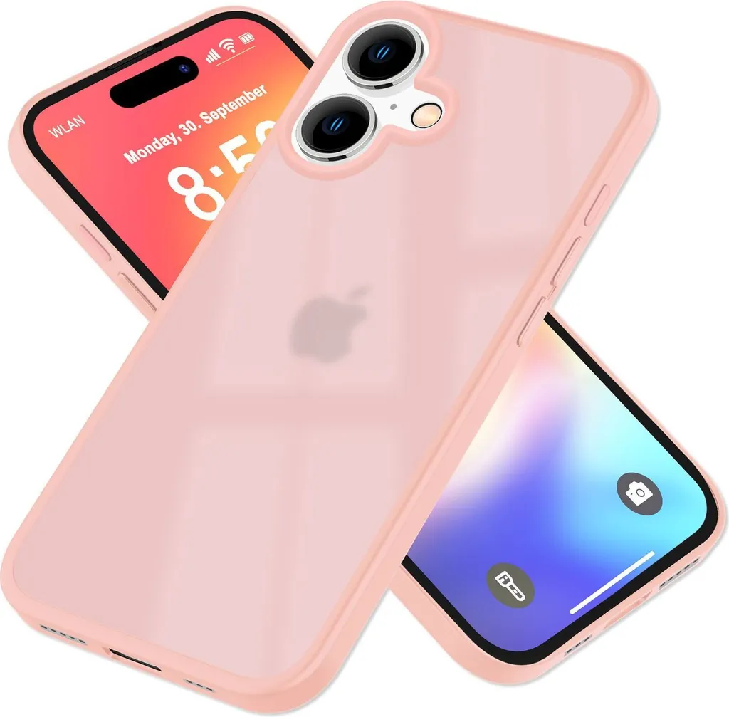 NALIA Custodia iPhone 16 Rosa Opaca - Cover Ibrida Anti-Impronta