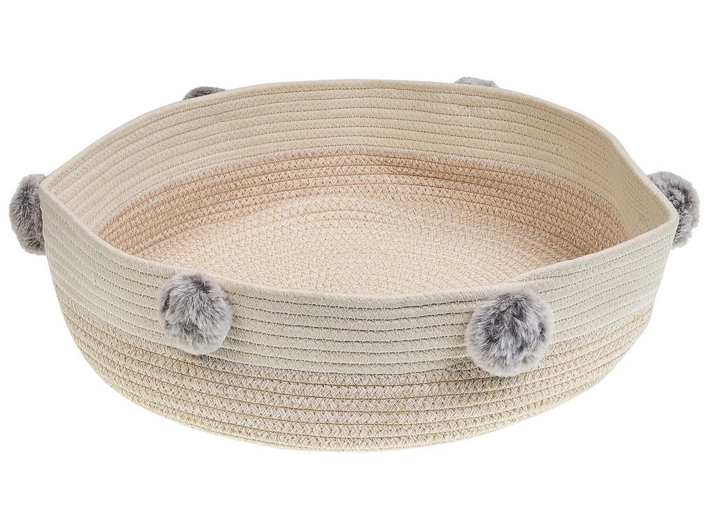 BELIANI Haustierbett Beige Baumwolle Polyester flauschige Einlage ø 44 cm für Hunde Katzen Runde Form mit Griffen