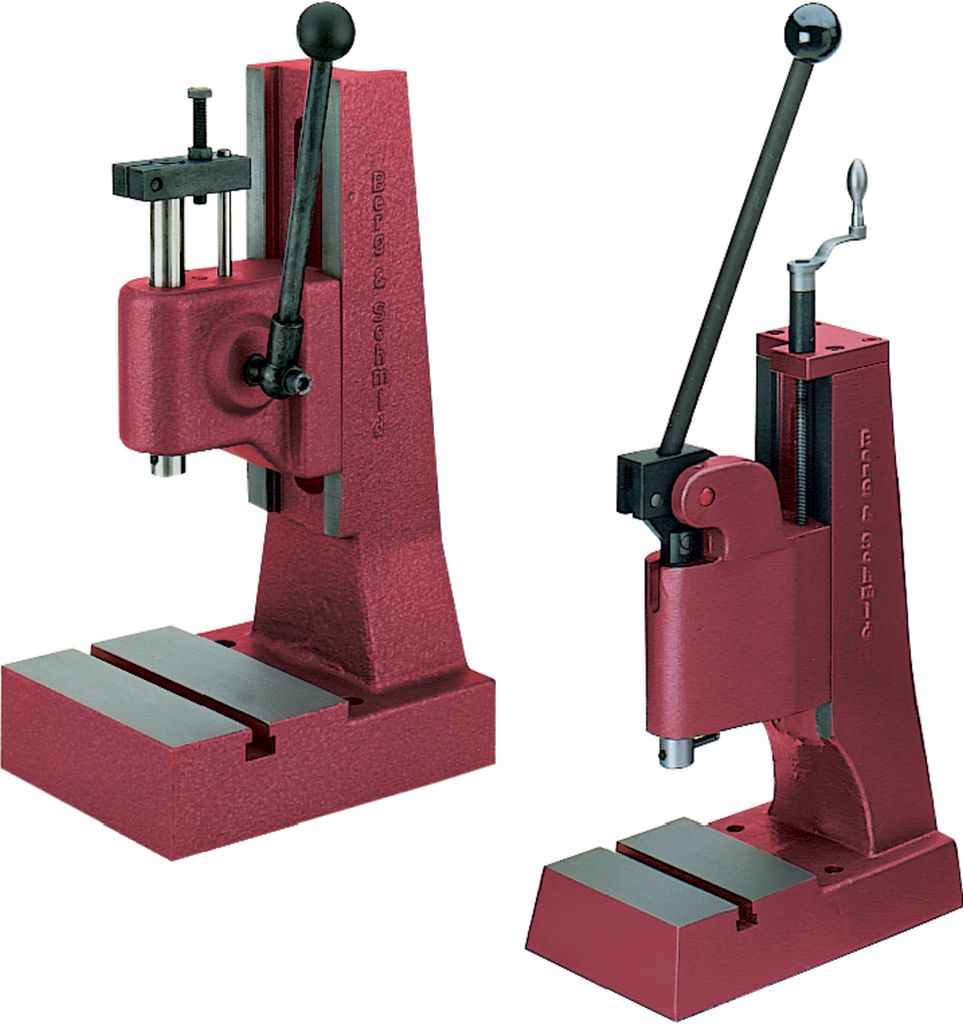 BERG&SCHMID Handhebelpresse 800kp Kniehebel BS, Ausladung:70 mm, Leistung:nv, max. Druck:nv, Hub:40 mm, Tischfläche:115 x 70 mm, Spindelbohrung:1...