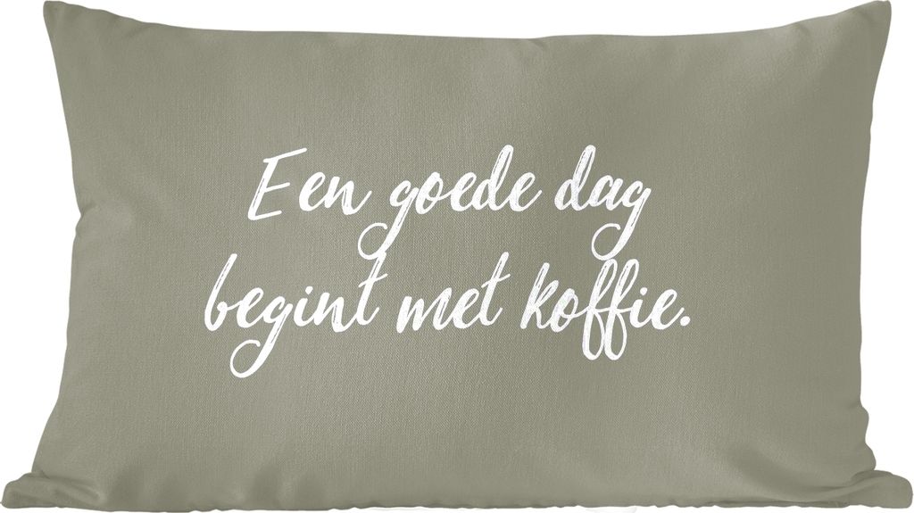 MuchoWow Zierkissen Sofakissen Wohnzimmer Dekokissen 50x30 cm Sprichwörter - Ein guter Tag beginnt mit Kaffee - Kaffee - Zitate - Wohnzimmerdeko...