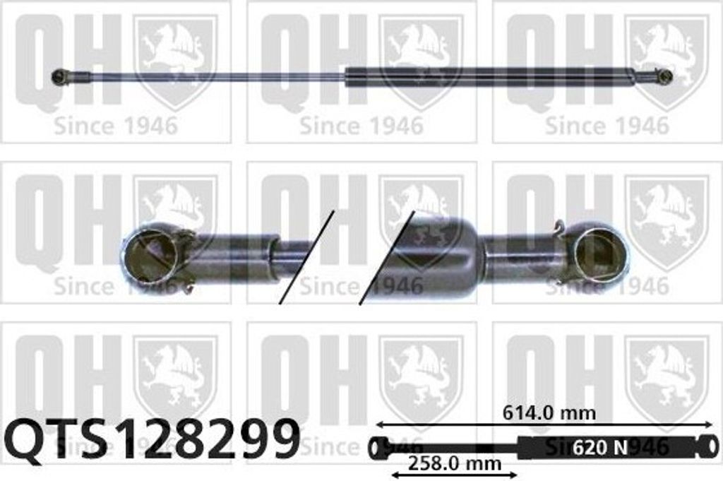 QUINTON HAZELL QTS128299 Gasfeder Heckklappendämpfer für OPEL Corsa A CC (S83) 614mm