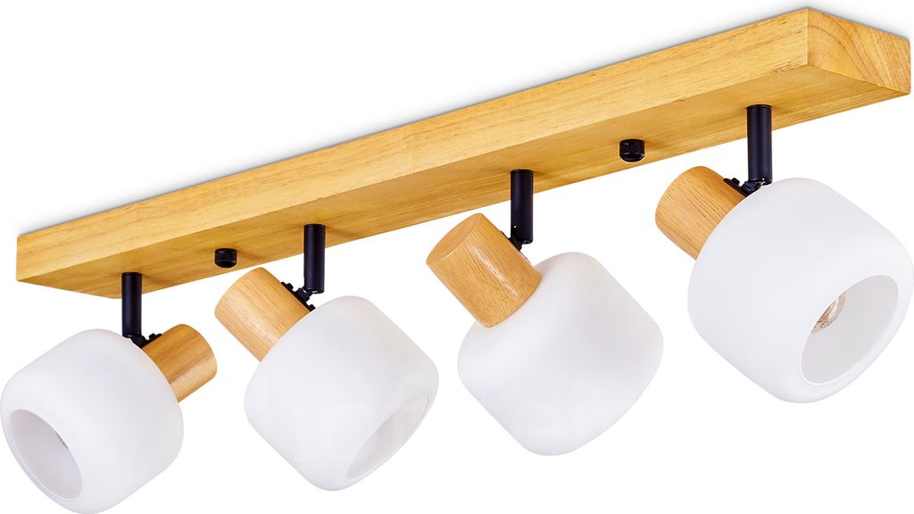 Mantua moderne Deckenlampe aus Holz/Metall/Glas in Naturfarben/Schwarz/Weiß