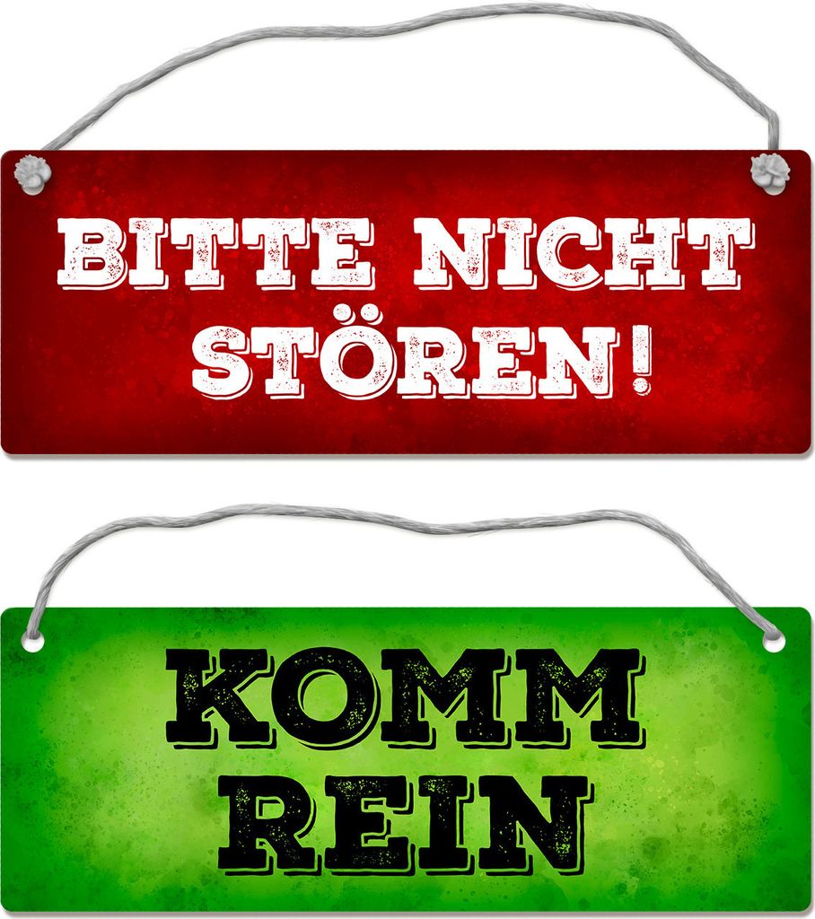 Bitte nicht stören - Komm rein Wendeschild in Grün und Rot mit Kordel Schild