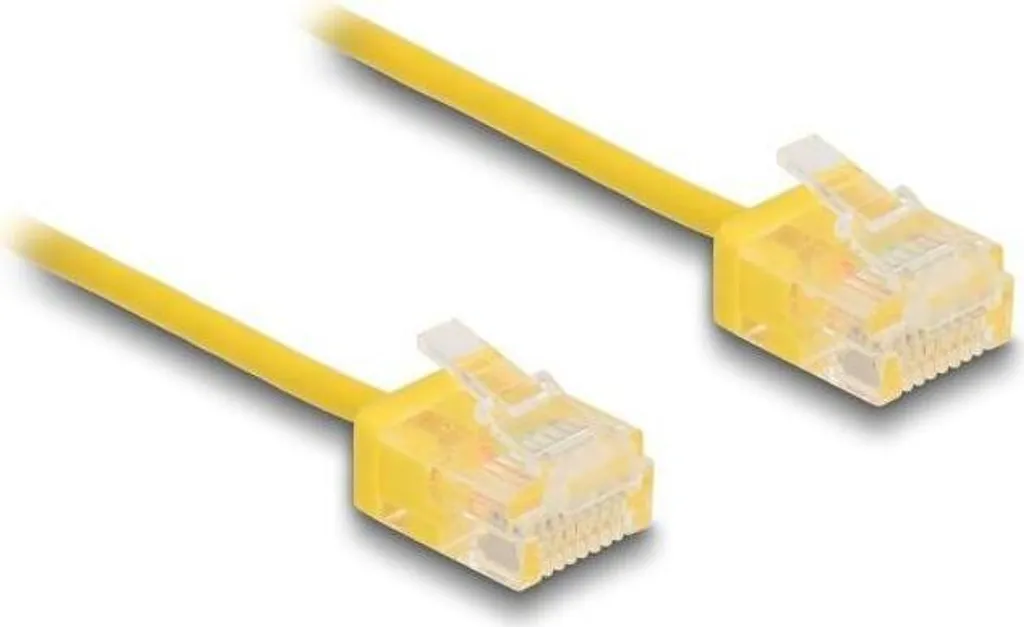 Cavo Patch Cat6 Ultra Slim 1m Giallo - Low Latency con Connettori Corti