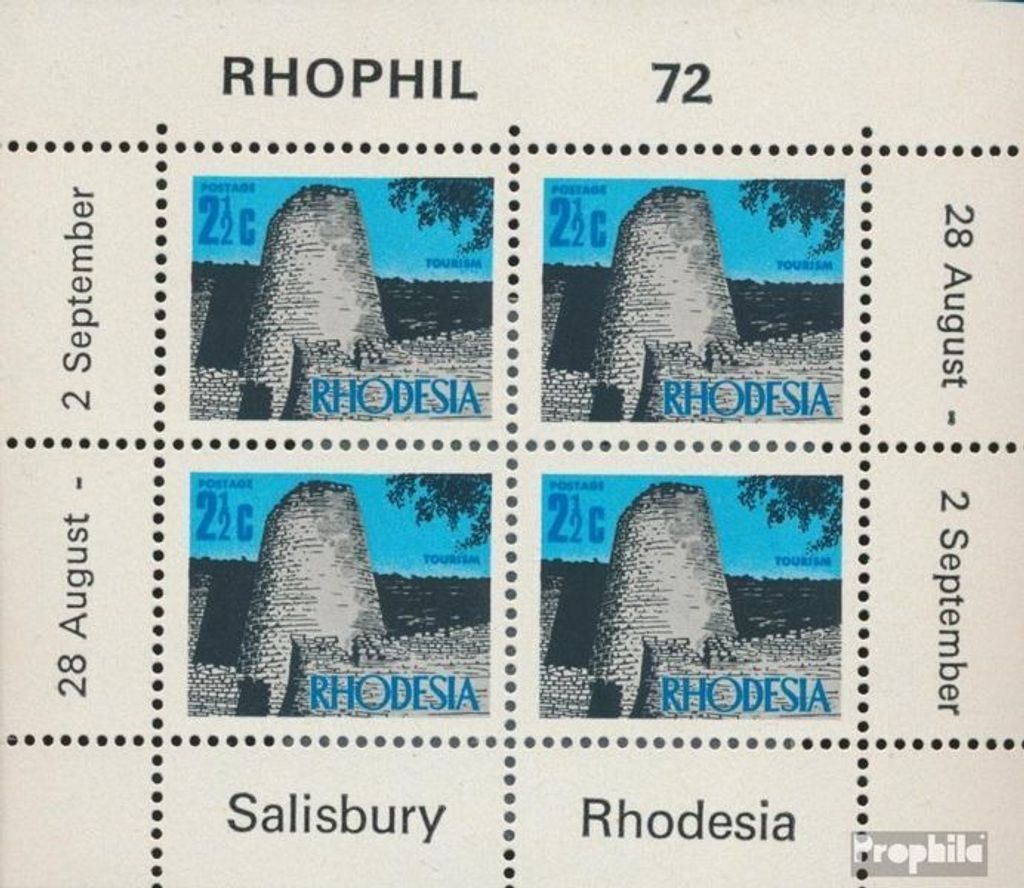 Briefmarken Rhodesien 1972 Mi Block3 postfrisch Briefmarkenausstellung