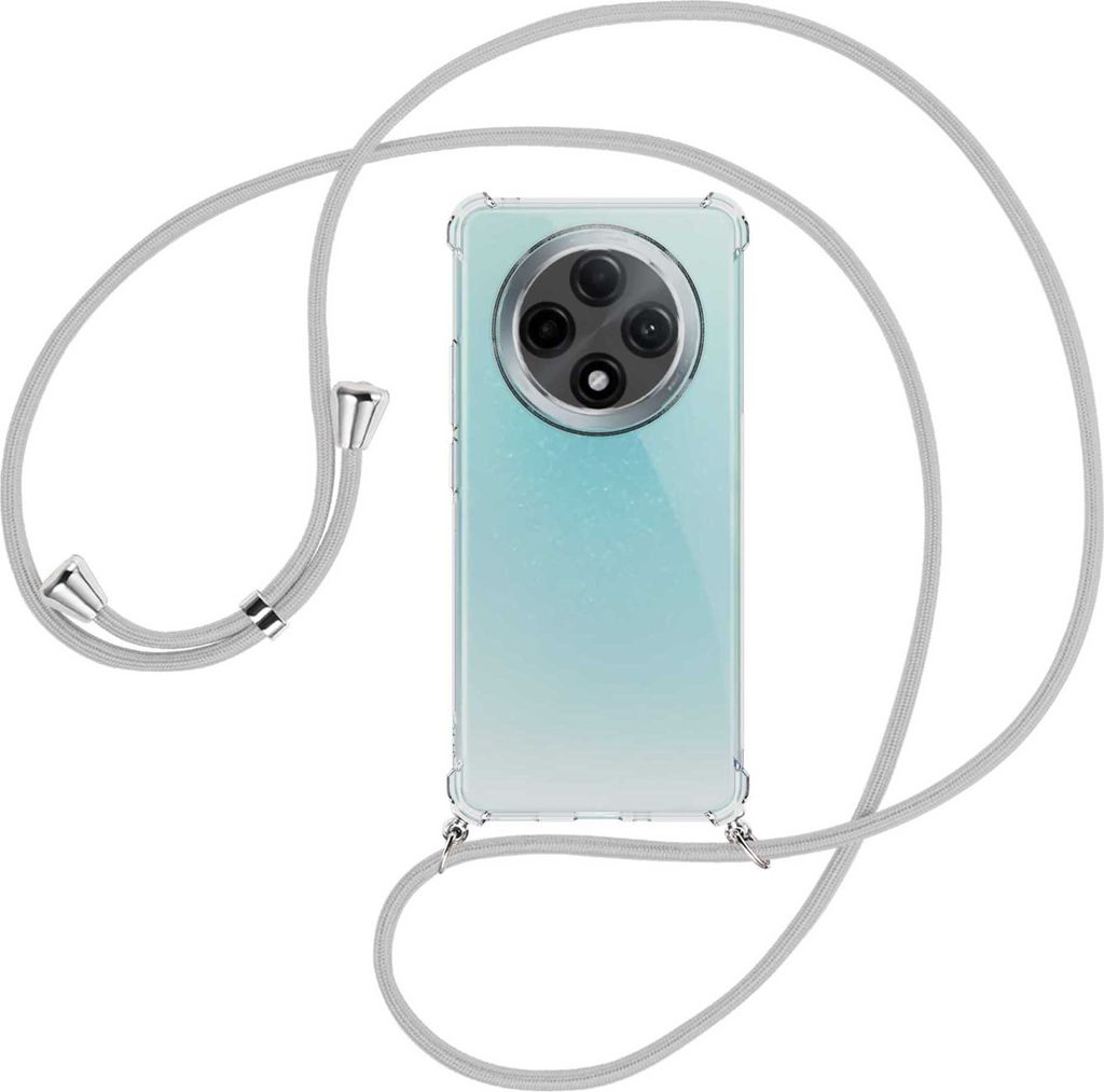 Handykette Backcover-Schutzhülle mit Band (Metall silberfarben) für Oppo A3 Pro 5G - silbergrau