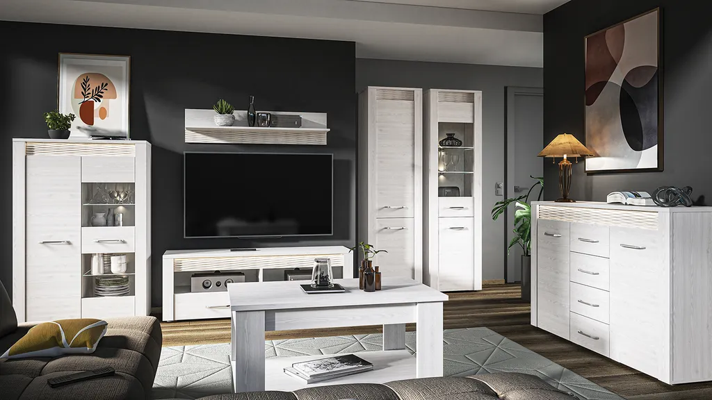 Étagère murale en bois blanc DERIKA - Rangement mural design en pin - 5