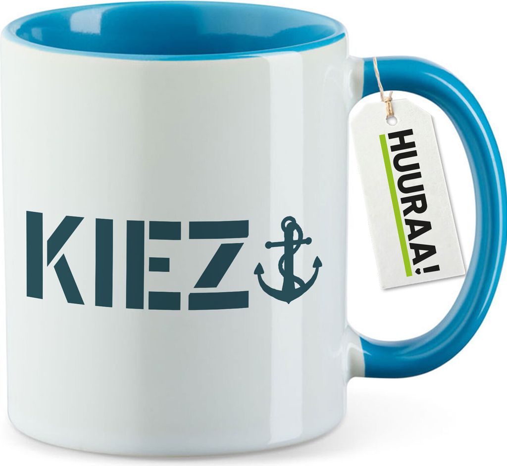 Huuraa Kaffeetasse Kiez Anker 330ml Blau Keramik Kaffeebecher Geschenkidee