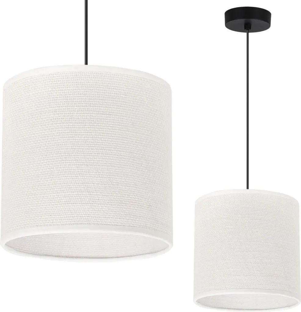 Lampada Juta Nera Sospensione E27 Bianco Piatto | Arredo Shabby Industrial
