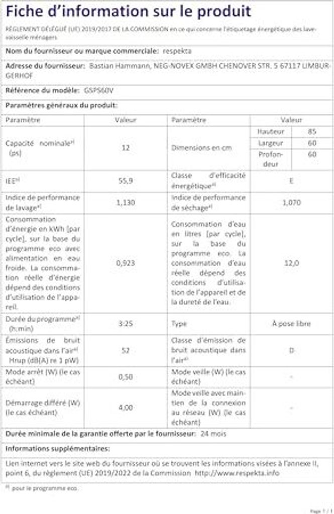Respekta Geschirrspüler freistehend 60 cm weiß/Spülmaschine Produktbild 14