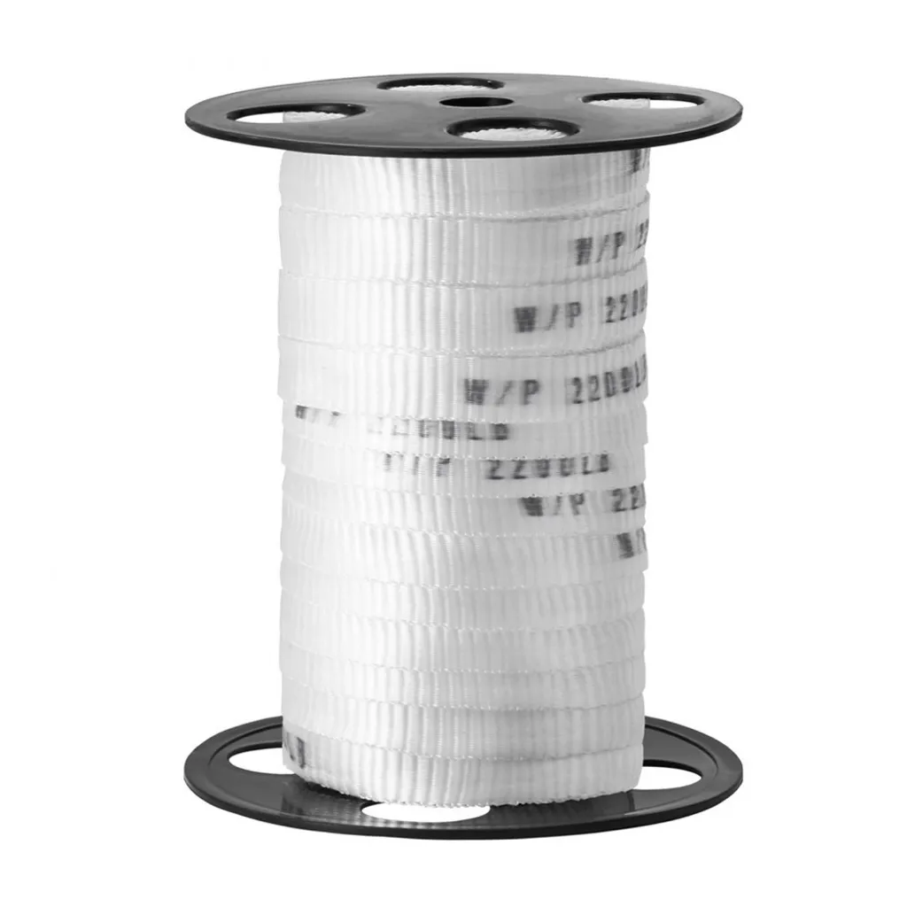 Cinghia di trazione in poliestere - Lunghezza 33 m x larghezza 1,6 cm - Capacità di trazione 998 kgf - Fettuccia stampata per tirare i cavi - Per imballaggio, giardinaggio, impianti elettrici commerciali, lavori di cablaggio - Bianco - 10