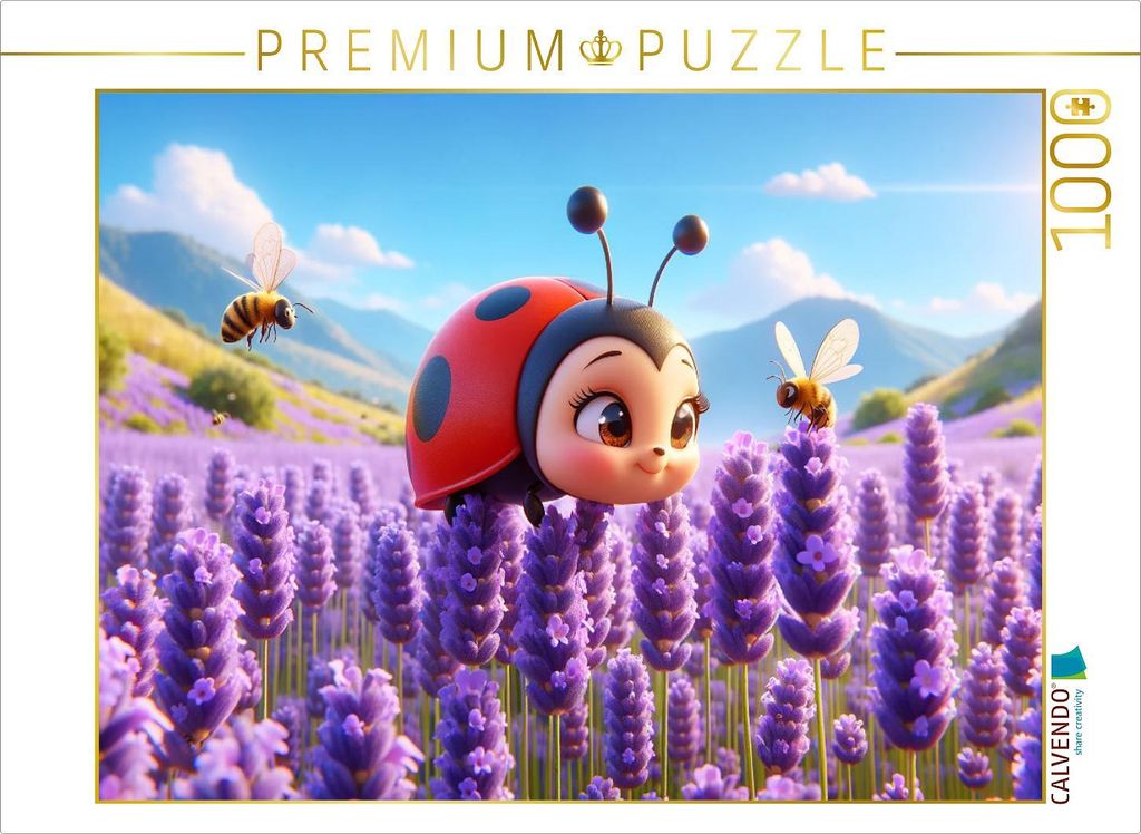 CALVENDO Puzzle Flug durch das duftende Lavendelfeld | 1000 Teile Lege-Größe 64x48cm Foto-Puzzle für glückliche Stunden