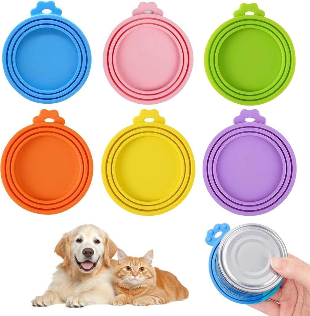 6 Stš¹ck Dosendeckel, Silikon Deckel fš¹r Dosen, Dosendeckel Katzenfutter Hundefutter Bunt, Tierfutter-deckel 70g, 85g, 200g, 400g fš¹r Hunde...