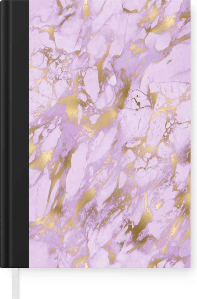 MuchoWow Notizbuch Tagebuch Haushaltsbuch Notebook A5 Marmor - Gold - Lila - Notizblock - Notizheft - Notebook - Schreibblock - Papier
