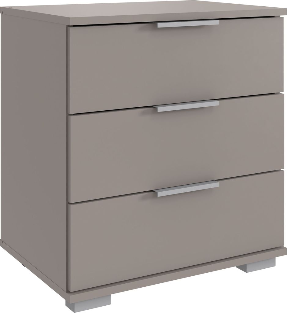 Nachtkommode >Easy Plus< 3 Schubladen, in SAHARAGRAU - 52x58x38cm (BxHxT)