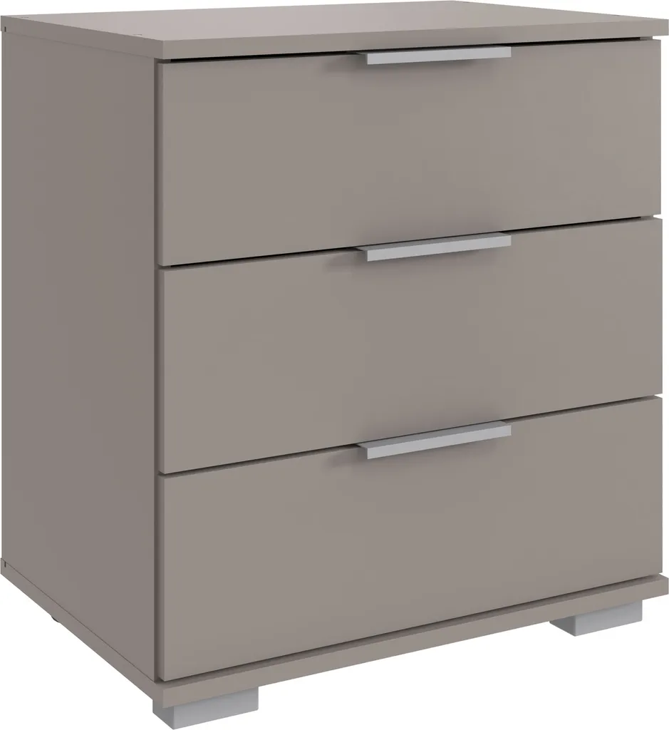 Table de chevet haute Easy Plus gris sahara avec 3 grands tiroirs