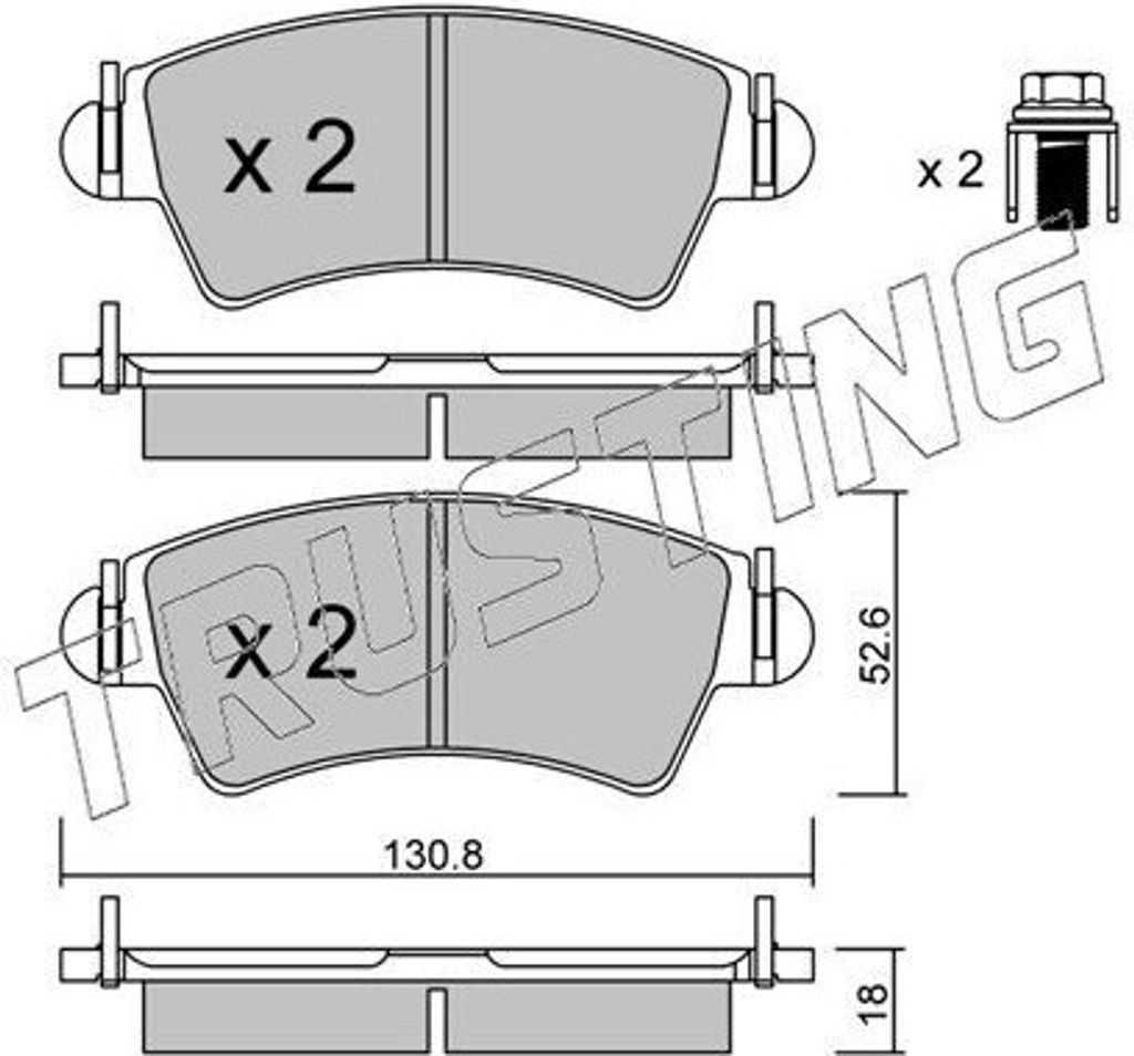 TRUSTING Bremsbeläge Satz Vorne Bremsklötze passend für PEUGEOT 206 Schrägheck (2A/C) 322.0