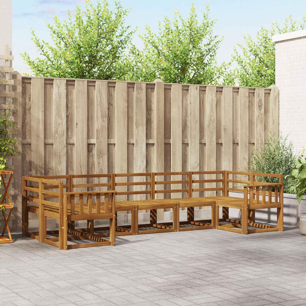 Outdoor-Sofagarnitur - VIDAXL - Terrassen-Sofa - 7 pcs - Natur Massivholz Akazie
