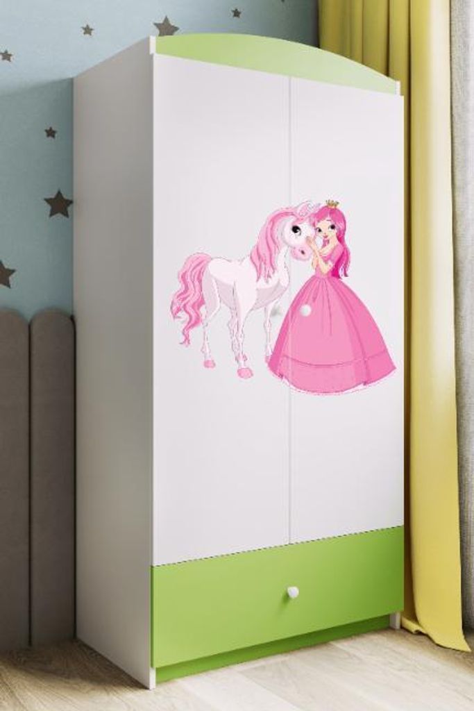 Kinderkleiderschrank Babydreams Drehtürenschrank Kleiderschrank Prinzessin I Grün