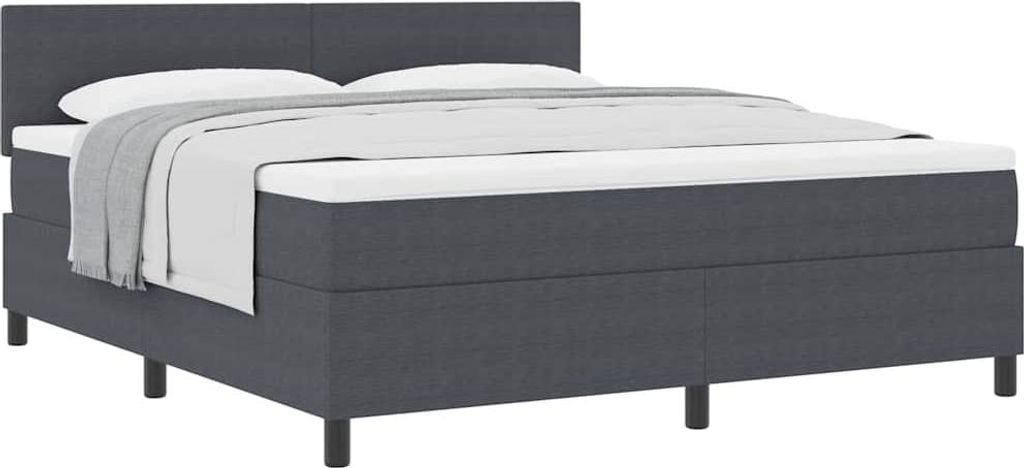 Boxspringbett Dunkelgrau und Weiß 180 x 200 cm Cordstoff