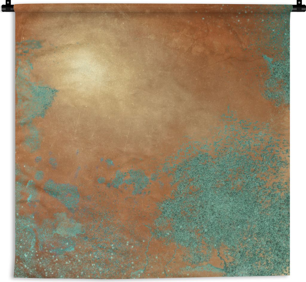 MuchoWow Wandteppich Wandbehang Bronze - Rost - Blau 120x120 cm Tapisserie Dekoration Wandtuch - Modern - Baumwollgewebe