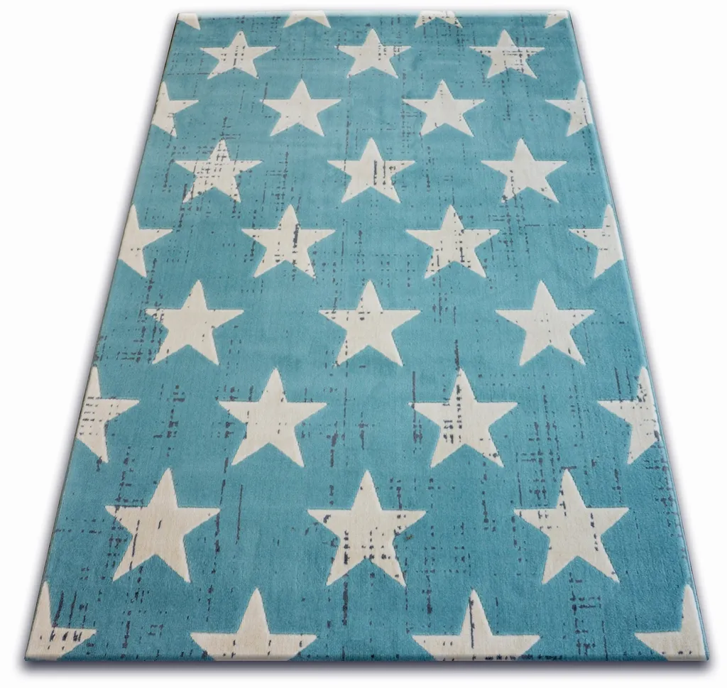 Tapis bleu étoilé 80x150 cm SCANDI pour descente de lit ou petit salon