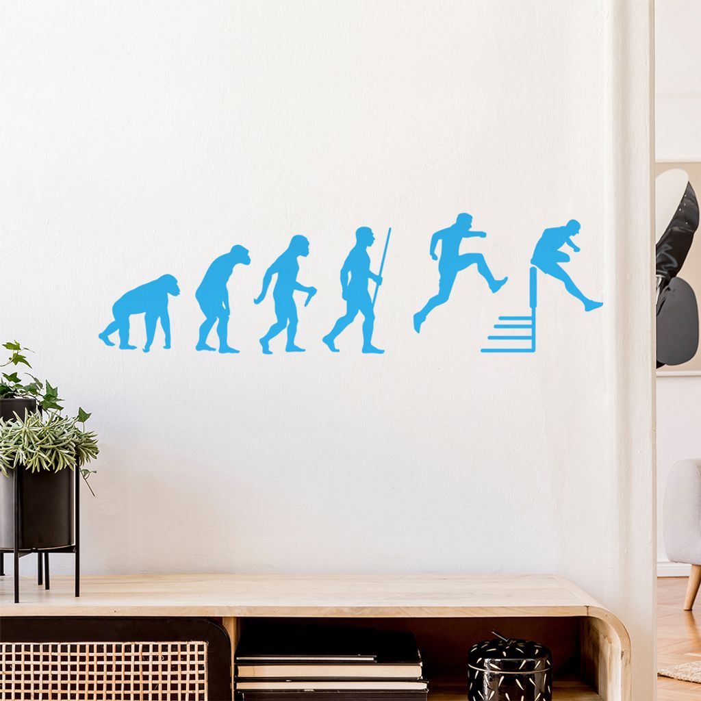 Hürdenlauf Evolution Wandtattoo Wandaufkleber Wall Sticker - Dekoration, Küche, Wohnzimmer, Schlafzimmer, Badezimmer