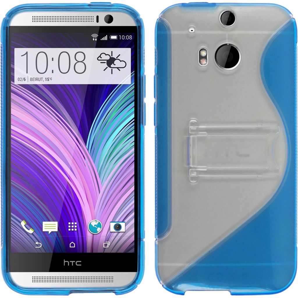 PhoneNatic Case kompatibel mit HTC One M8 - blau Silikon Hülle + 2 Schutzfolien