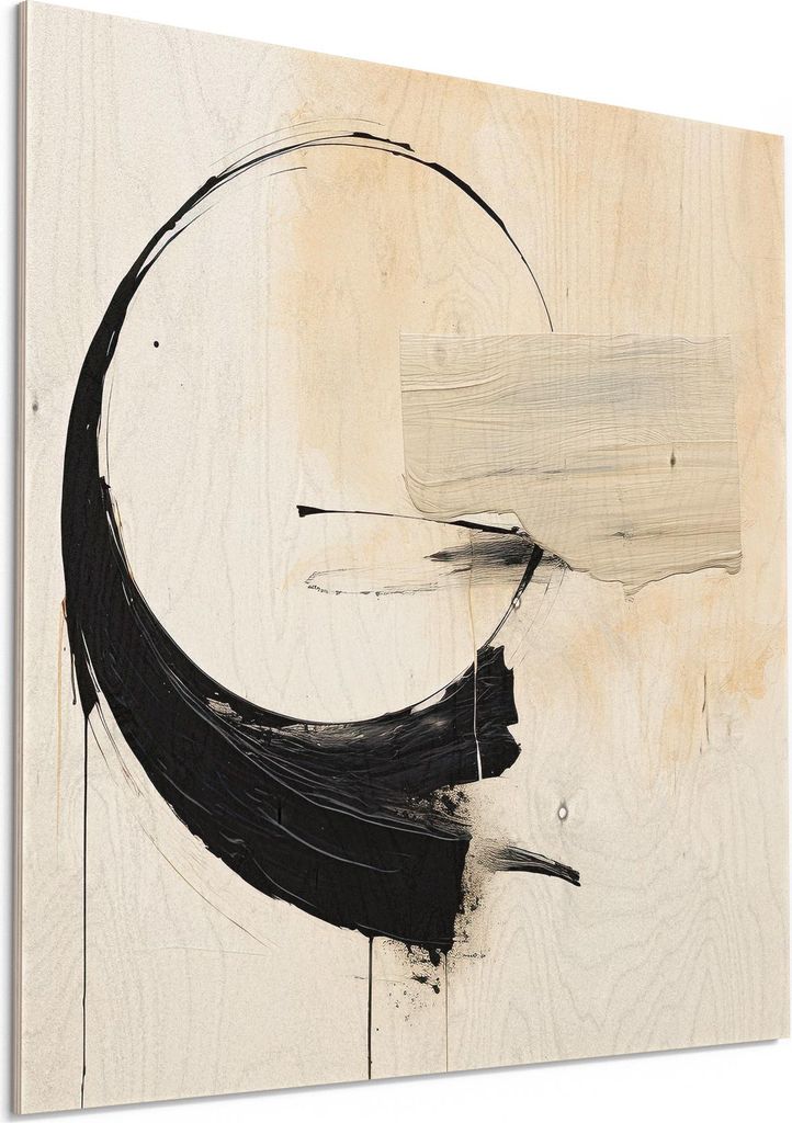 DEQORI Holzbild 50x50 cm 'Zen im Impuls' Bild auf Holz Wandbild Kunstdruck nachhaltig