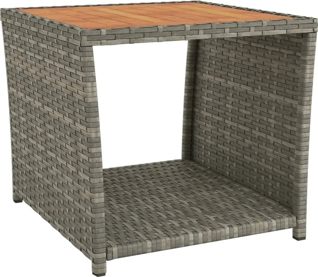 VidaXL Tavolino da Giardino Grigio in Poly Rattan e Acacia Massello