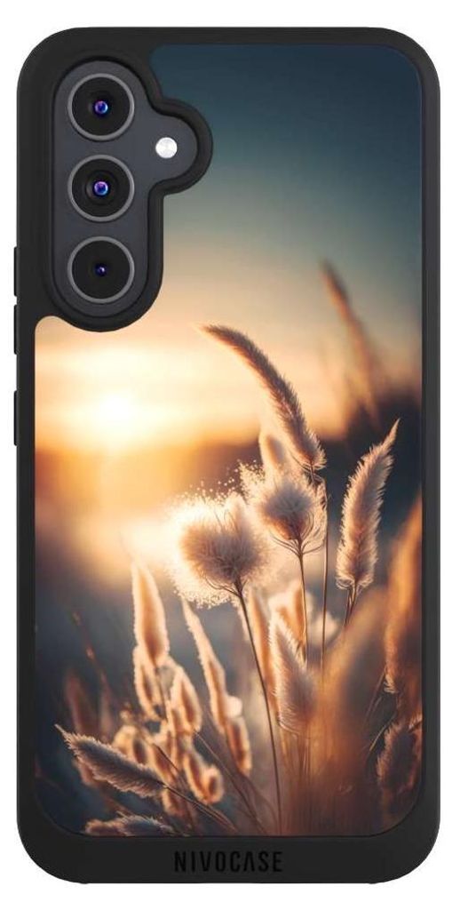 NIVOCASE Handyhülle für Samsung Galaxy A54 5G Hülle NIVOpure Case Schwarz Natur Sonne Pampasgras