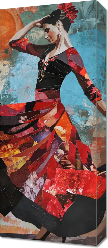 Quadro Danza Flamenca 30x70 cm | Stampa su Tela d'Arredo per Soggiorno