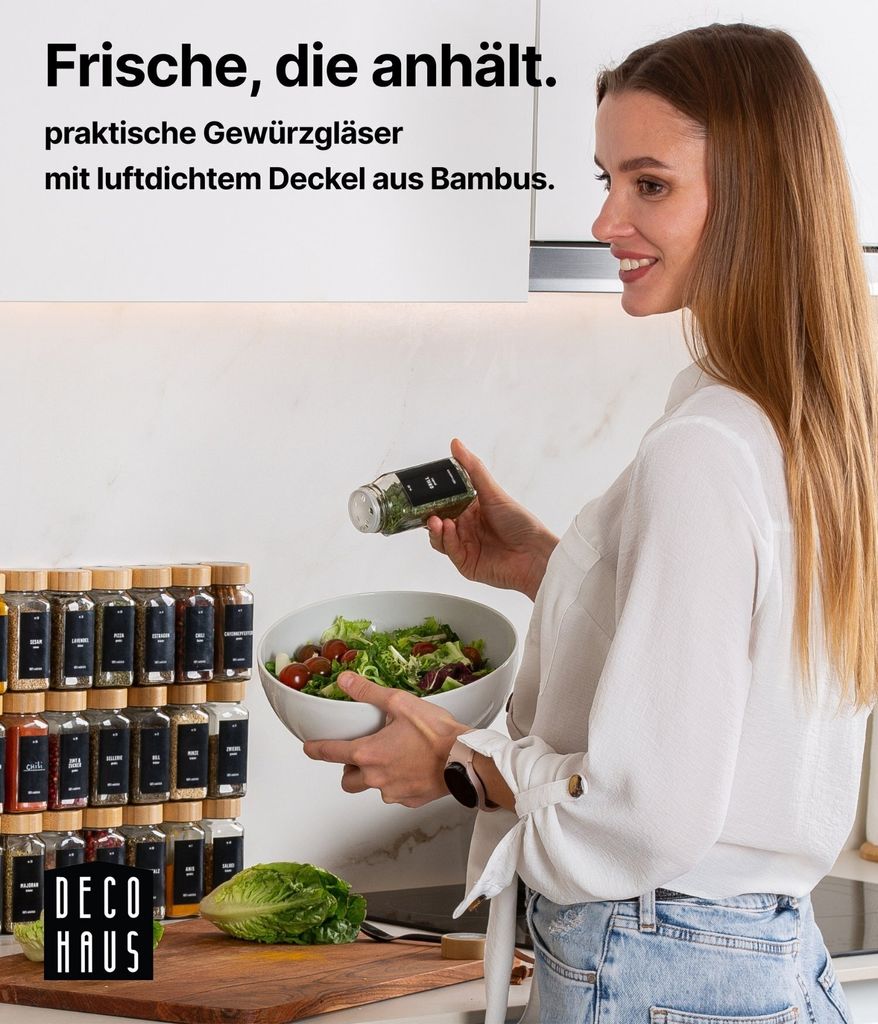 24er Set- DECO HAUS Gewürzgläser mit bambusdeckel Produktbild 4