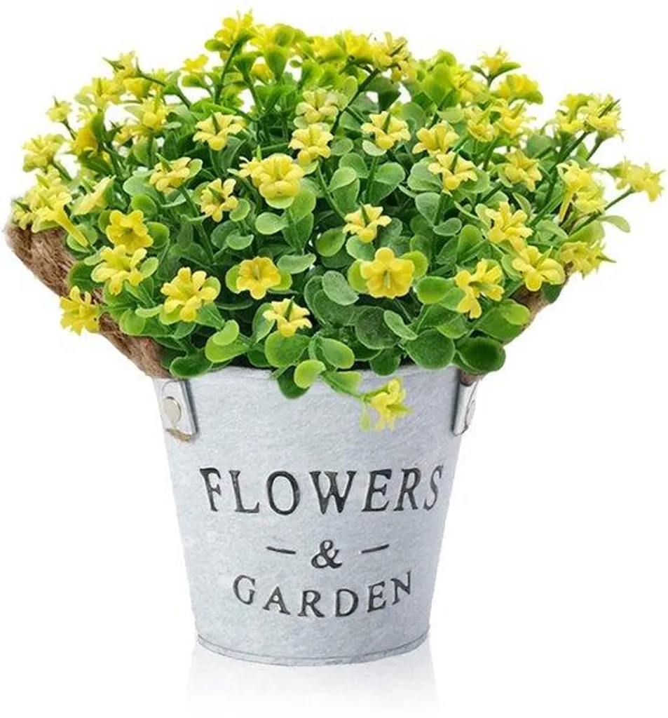 Plantes décoratives en pot jaune : fleurs artificielles intérieur extérieur