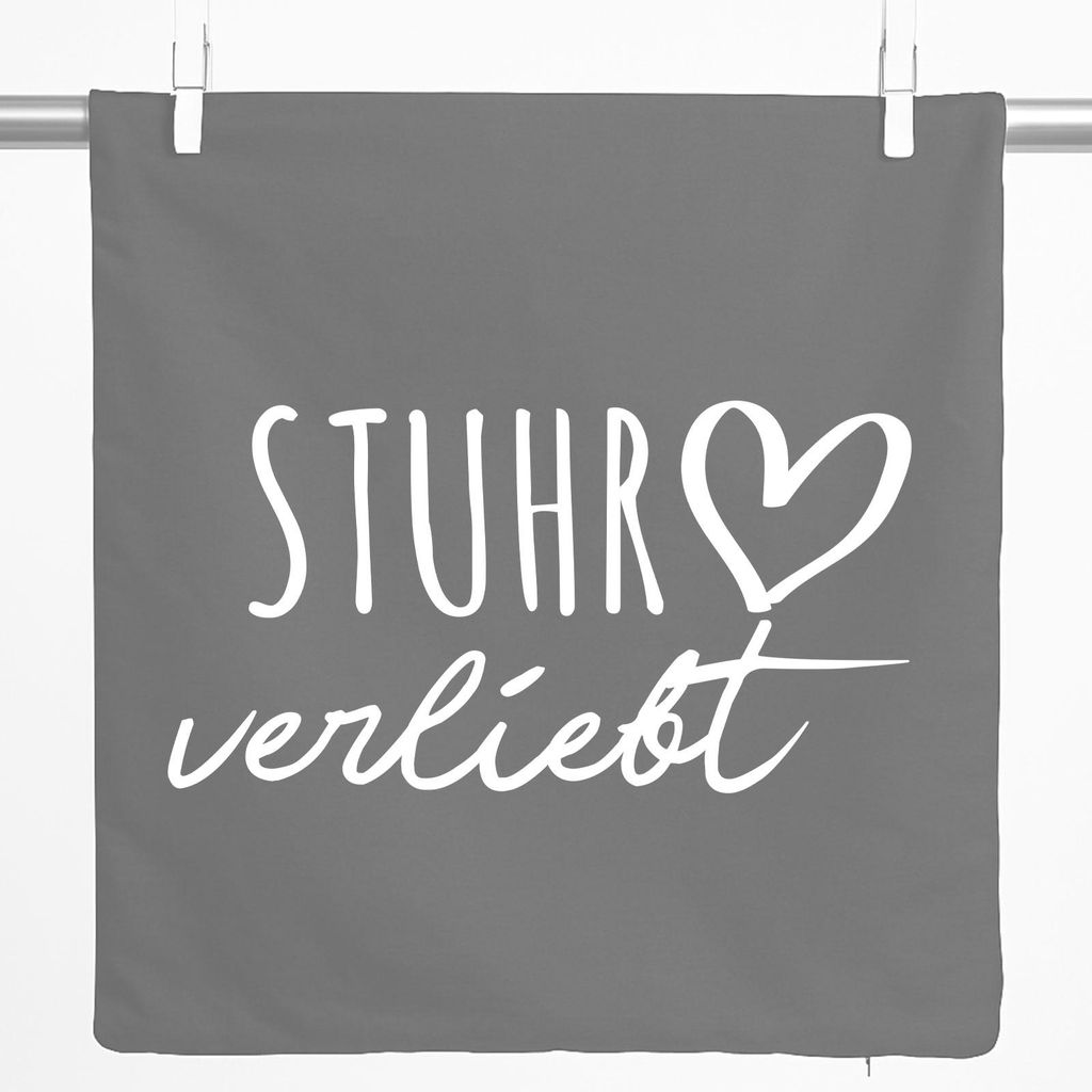Huuraa Kissenbezug Stuhr verliebt 40x40cm Steel Grey Baumwolle Dekokissenbezug Geschenkidee