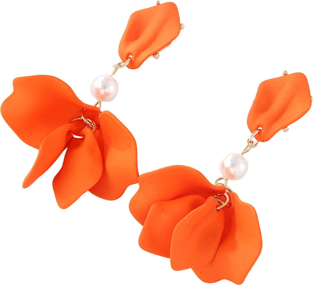 1 Paar bunte Blütenblatt-Tropfen-Ohrringe mit Kunstperlen-Dekor, baumelnde Ohrringe, Frauen, Piercing, Ohrstecker, Schmuck, Geschenk