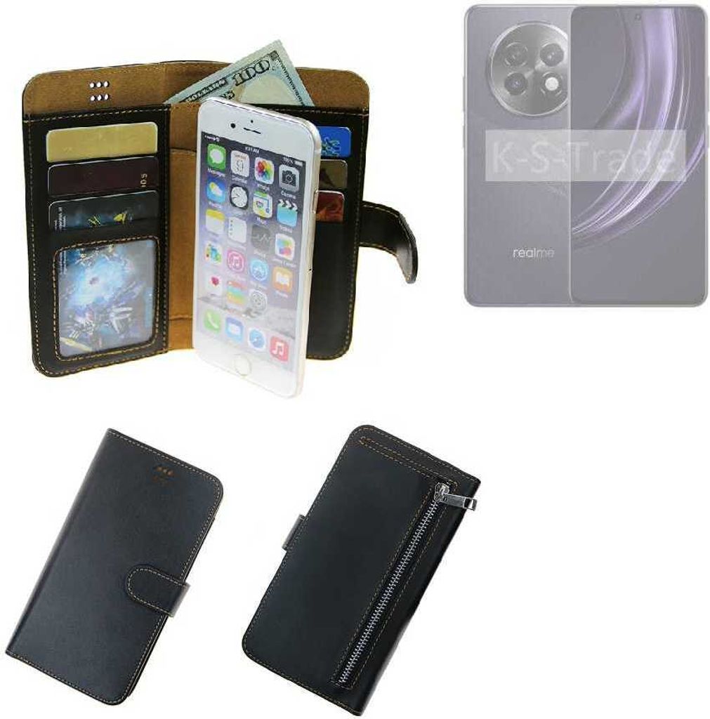 K-S-Trade Schutz Hülle kompatibel mit Realme 13+ 5G Klapphülle Case Phone cover Slim Handytasche Handy Hülle schwarz aus Kunstleder (1 Stk)