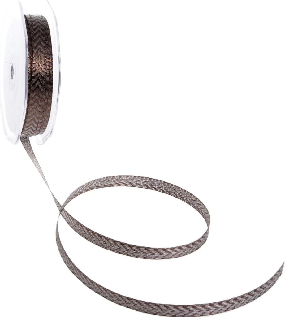 Geschenkband mit Zackenmuster - braun - 10mm - 20m - 8244 88
