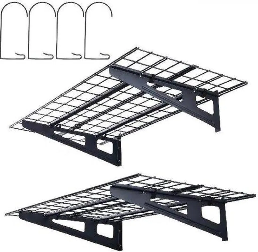 Étagère à outils noire en acier lot de 2 pièces - Rangement robuste