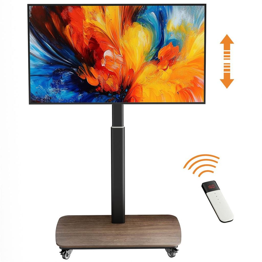 WISFOR TV Standfuss Fernseher Ständer Mit Fernbedienung, Motorisierte Höhenverstellung, rollbar, für 40-77" Flach LED LCD Monitor, 600x400mm, bi...