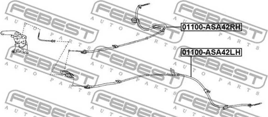 Câble de frein à main FEBEST 01100-ASA42LH pour RAV 4 OE 4643042131