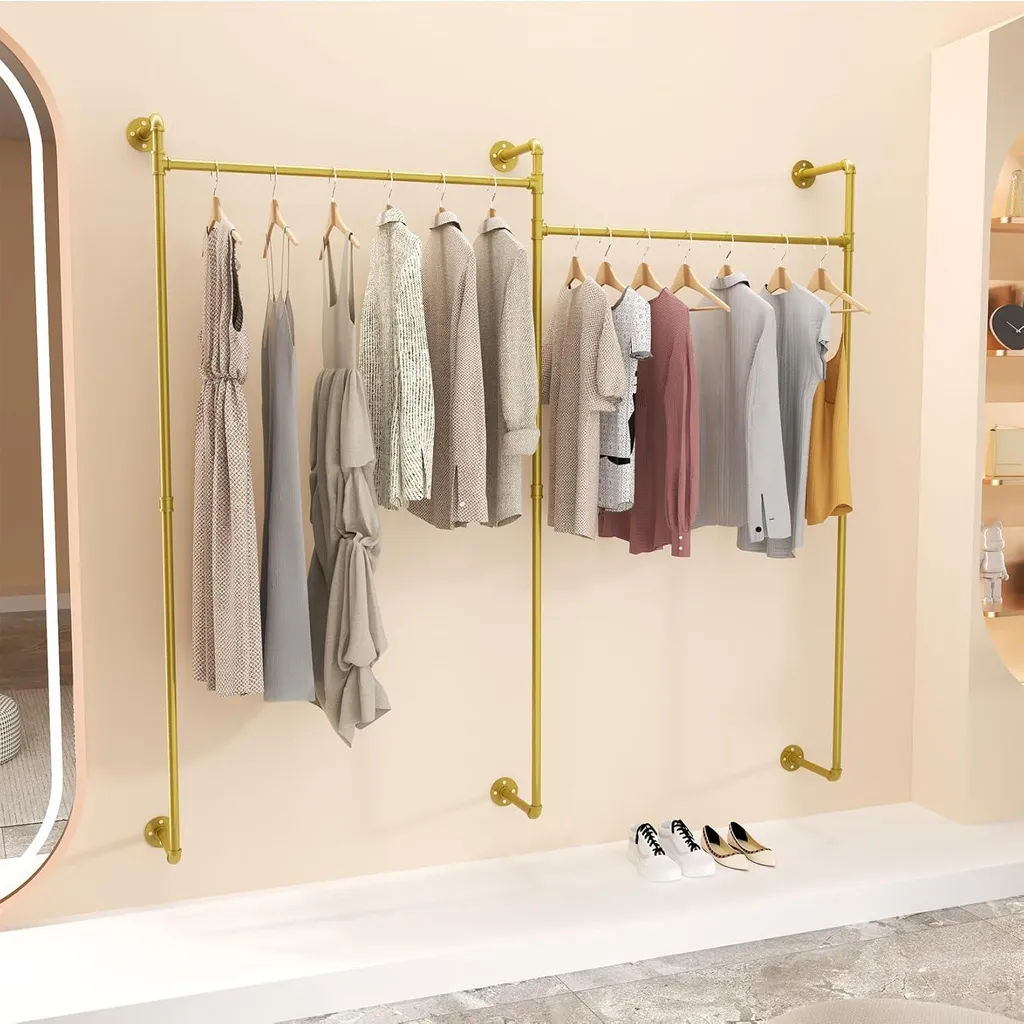 FATIVO Appendiabiti Oro a Parete 205x190 cm - Design Lusso per Boutique