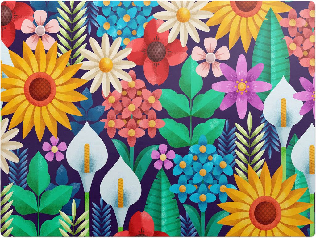 Retro-Blumenmuster – Bodenschutzmatte – Stuhlunterlage 120x90 cm – Rutschfest – Hartbodenmatte